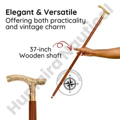 Vintage Brass Walking Stick – Handmade Wooden Cane with Solid Brass Handle – Ant
