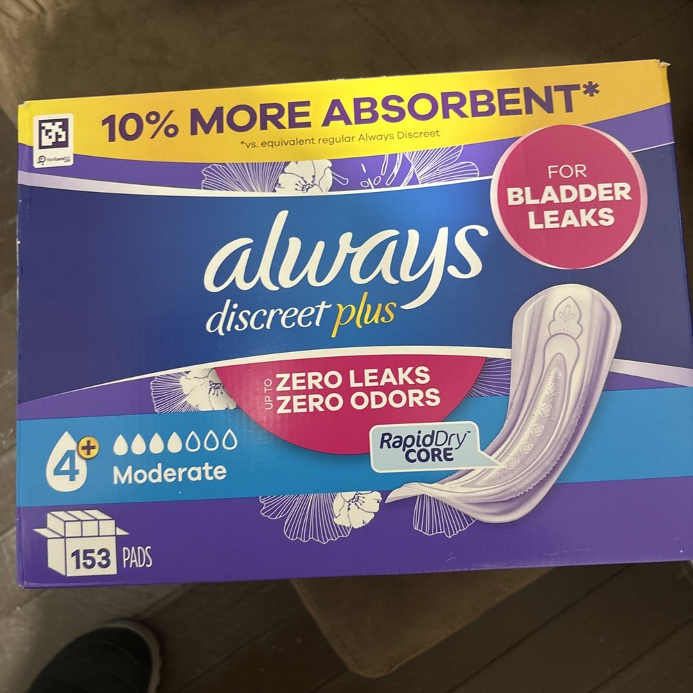 Always Discreet plus Incontinence Pads for Women, Moderate, 153 ct.