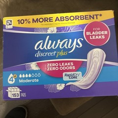 Always Discreet plus Incontinence Pads for Women, Moderate, 153 ct.