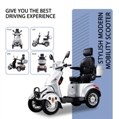4 Wheels Heavy Duty Mobility Scooters 31 Miles 3-Speed 800W 500lb Capacity Red