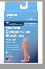 XL Amazon Basic Care Medical Compression Stockings,20-30mmHg Thigh High OpenToe