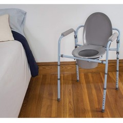 Portable Folding Bedside Commode & Raised Toilet Seat, Up to 300lbs, Commodes