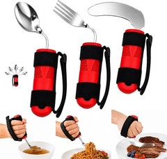 Bendable Adaptive Utensils 3-Piece Set,Fork Spoon Rocker Knife,Adjustable Angle