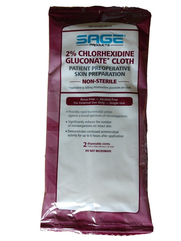 Sage Products 2% Chlorhexidine Gluconate Cloths Lot of 3 SEALED