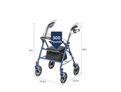 Drive Medical Four Wheel Rollator Rolling Walker with Fold Up Removable Back Sup