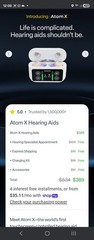 Audien Hearing Atom X Rechargeable OTC Hearing Aids Stream Music UV Case