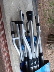 NEW CAREX UNIVERSAL FOLDING CRUTCHES ADJUSTABLE FOR USERS 41”-58” W/ BLUE GRIPS