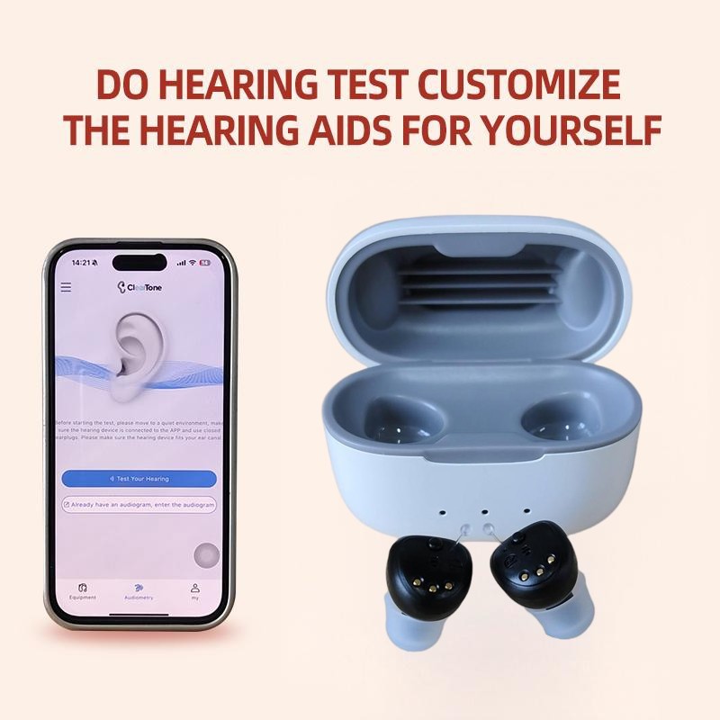 Bluetooth Hearing Aids For Seniors Rechargeable OTC With Noise Reduction Black