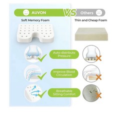AUVON Memory Foam Wheelchair Cushion Black Ergonomic Breathable Non-Slip NWOT