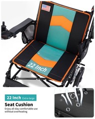 22″ Extra Wide Seat Electric Wheelchairs for Adults & Seniors, Support 330 lbs