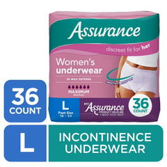 Assurance Women’s Incontinence & Postpartum Underwear, L , Maximum Absorbency 72