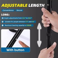 1* Lightweight Foldable Walking Cane W/360° Non-Slip Base&Emergency Alarm
