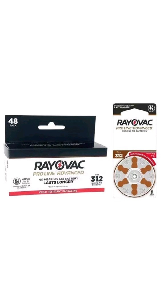 Rayovac Proline Advanced Hearing Aid Batteries | Size 312 (48 pack)