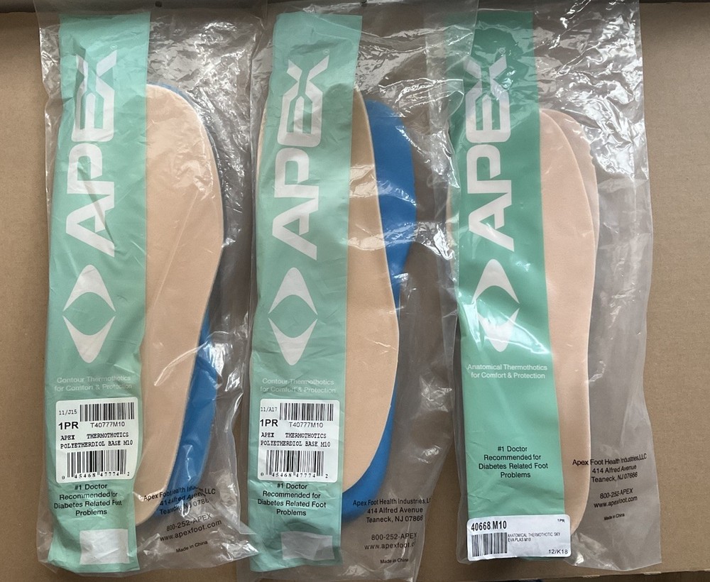 APEX Contour Diabetes Thermothotic Insoles Men M10 (size 10) Lot Of 3