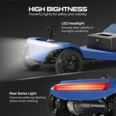 4 Wheels Foldable Mobility Scooter 20 Miles 330bs Capacity 5 MPH w/ LED Light