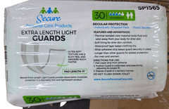 Secure Personal Care Extra Length Light Guards 30 Ct Bladder Control Pads Unisex