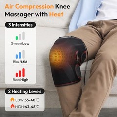 QUINEAR KNEE MASSAGER AIR COMPRESSION HEAT KNEE BRACE WRAP QN-031KS – BLACK/RED