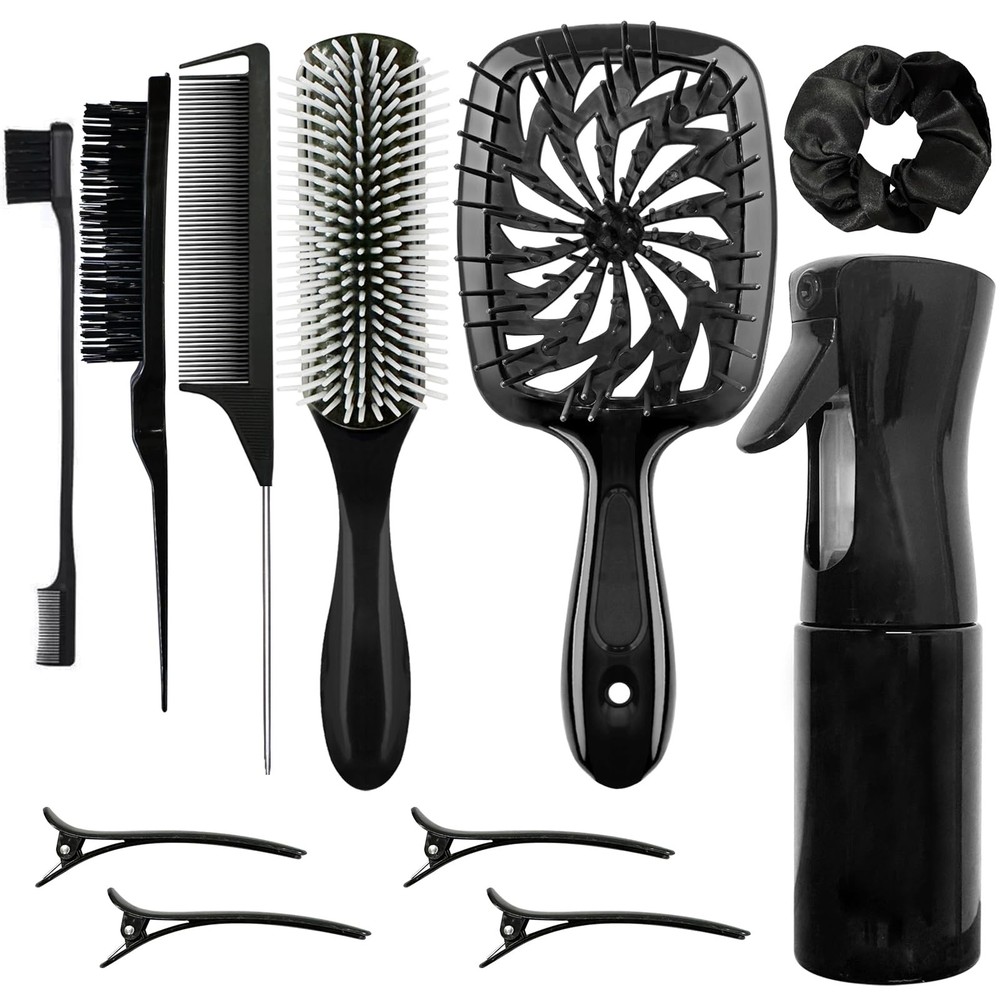 Flylanyards 11 Pcs Hair Brush Set Detangle Hair Brush And Spray Bottle 3 Pieces