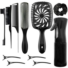 Flylanyards 11 Pcs Hair Brush Set Detangle Hair Brush And Spray Bottle 3 Pieces