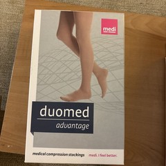 duomed advantage 30-40 mmHg Thigh High Black Size Small Open Toe Silicone Border