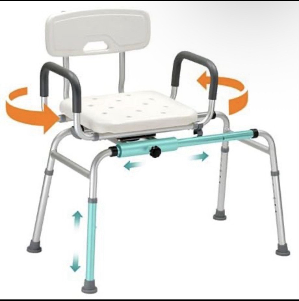 PETKABOO Sliding Shower Chair 360 Swivel Seat Extra Wide 400lb