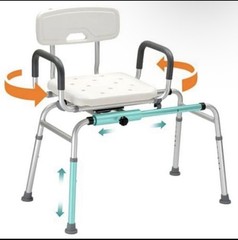 PETKABOO Sliding Shower Chair 360 Swivel Seat Extra Wide 400lb