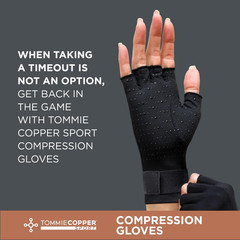 Tommie Copper Compression Gloves,Copper-Infused,Fabric Gloves, Adjustable Fit,Pa