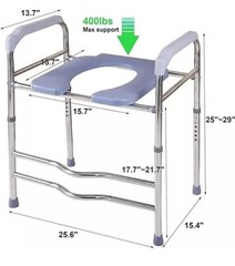 Raised Toilet Seat with Handles 400lbs, Toilet Seat Riser for Seniors Adjustable