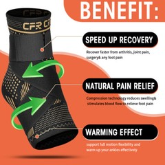 Copper Ankle Brace Support Compression Sleeve Arthritis Tendonitis Adjustable