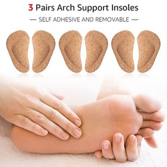 Dr. Foot’s Arch Support Shoe Insoles for Flat Feet, 3 Count (Pack of 1), Cork