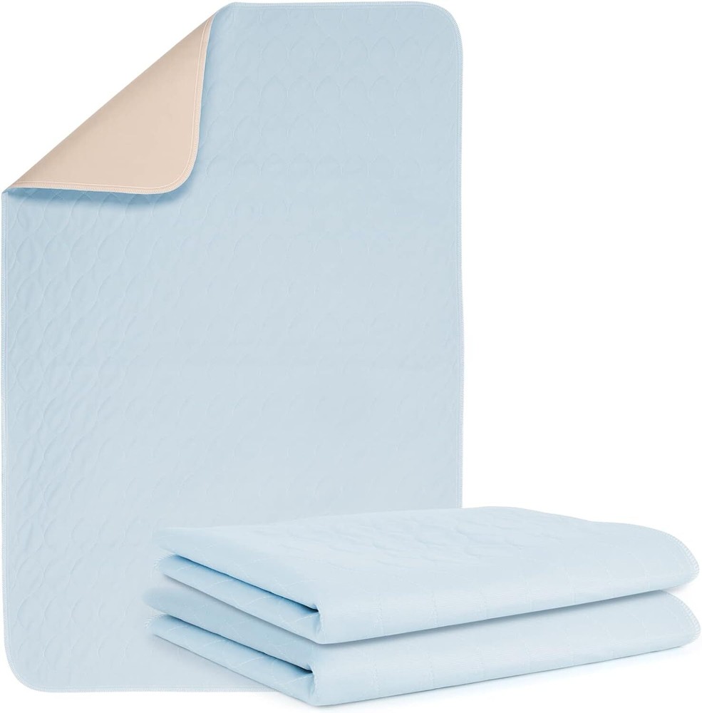 2 Packs Reusable Incontinence Bed Pad 34X52 Inch Washable Pee Pads Waterproof…