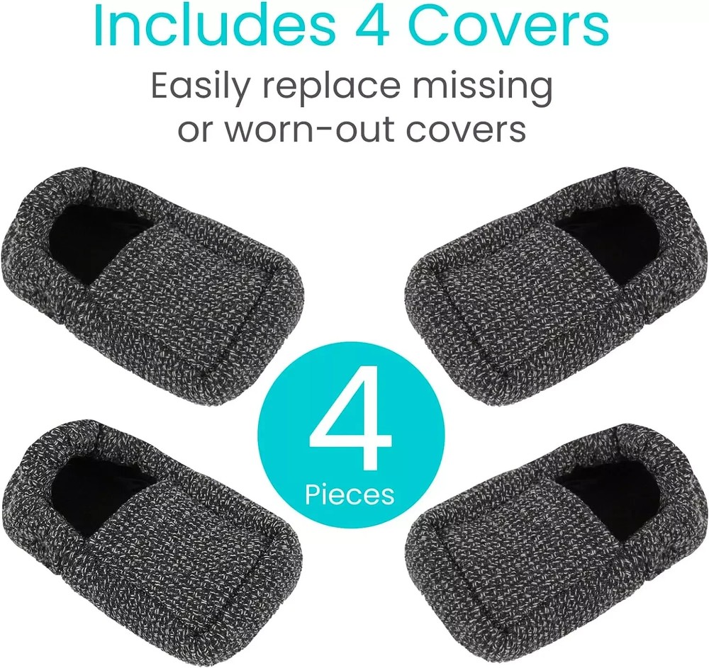 Walker Ski Glide Covers 4 PCS – Heavy Duty Removable Padded Replacement Caps- Un