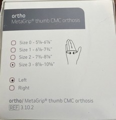 Push Braces ortho MetaGrip Thumb CMC orthosis Left Size 3 – NEW