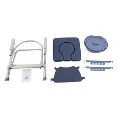 Commode Chair for Seniors Folding Toilet Stool Set W/ Padded Seat Plate & Bucket