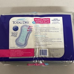 TOTAL DRY PERSONAL CARE MODERATE PADS 20 COUNT NEW