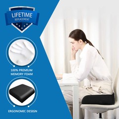 Extra Thick Large Seat Cushion -19 X 17.5 X 4 Inch Gel Memory Foam Cushion wi…