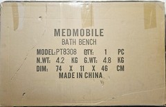 Med Mobile Bath Bench White In Color Plastic Aluminum Open-Box Complete Unused