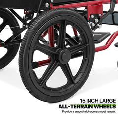 [FDA APPROVED]Foldable Lightweight Transport Wheelchair w/Handbrakes & Footrest