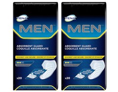 2 Pack of TENA Incontinence Guards for Men, Moderate Absorbency 20 ct