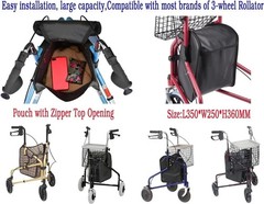 3 Wheel rollator Storage Bag,Bag for 3 Wheel Walker,Pouch Bag for 3 Wheeled R…