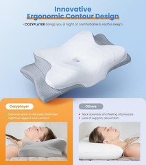 Cozyplayer Ultra Pain Relief Cooling Neck Pillow, Adjustable Memory Foam