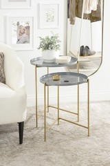 Kate And Laurel Ulani Modern Nesting Side Table Set Of 2 Gray And Gold
