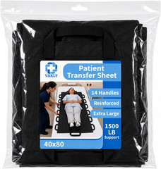 Patient Transfer Sheet Blanket 40’’X80’’ with 14 Handles for Lifting, Moving, Tu