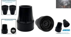 Durable 7/8 Inch Black Cane Tips – Natural Rubber, Metal Reinforced, Pack of 2