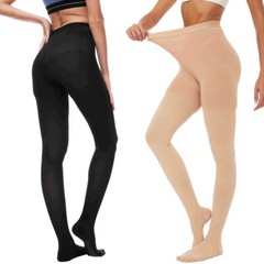 Compression Thigh High Stockings Men and Women 30-40 mmHg Beige Black Large