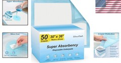 50 Count Super Absorbent Disposable Underpads – 30″x36″ Leakproof Protection