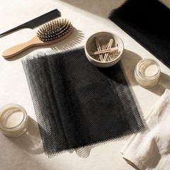 Luinabio 10 Pcs Black Hair Net 12 x 18 Inch Stretch Weaving Nets Hair Accesso…