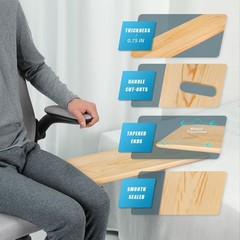 Heavy-Duty Wooden Transfer & Slide Board with Handles, Mobility Aid for Seniors,