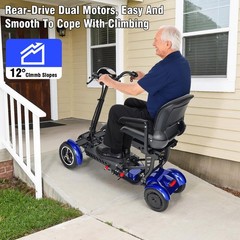 Foldable 4 Wheel Mobility Scooter Folding Drive Device for Seniors Adults 330Lbs