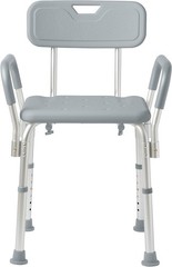 Medline Shower Chair with Backrest and Padded Armrests – 350 lb. capacity, Grey